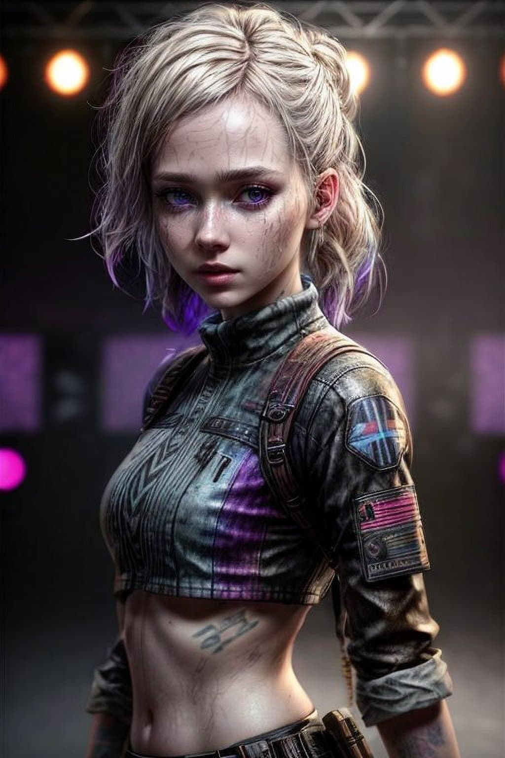 AI generated: Portrait of a young Nordic woman, infected with spores from The Last of Us, close-up shot, low angle...