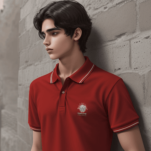 AI generated: adolescente hombre, piel morena oscura, cabello negro, camiseta color rojo polo. que sea feo
