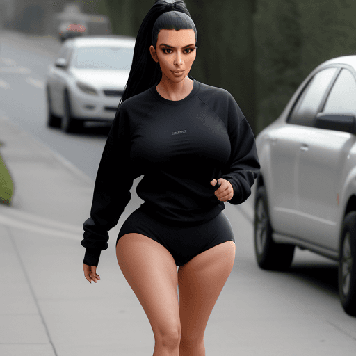 AI generated: Kim kardashian, jogging, underwear