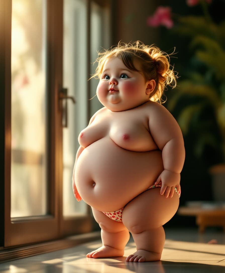 AI generated: ((1 girl, elementary school girl, cute, short, very chubby, very fat, heavyset, morbidly obese littl...