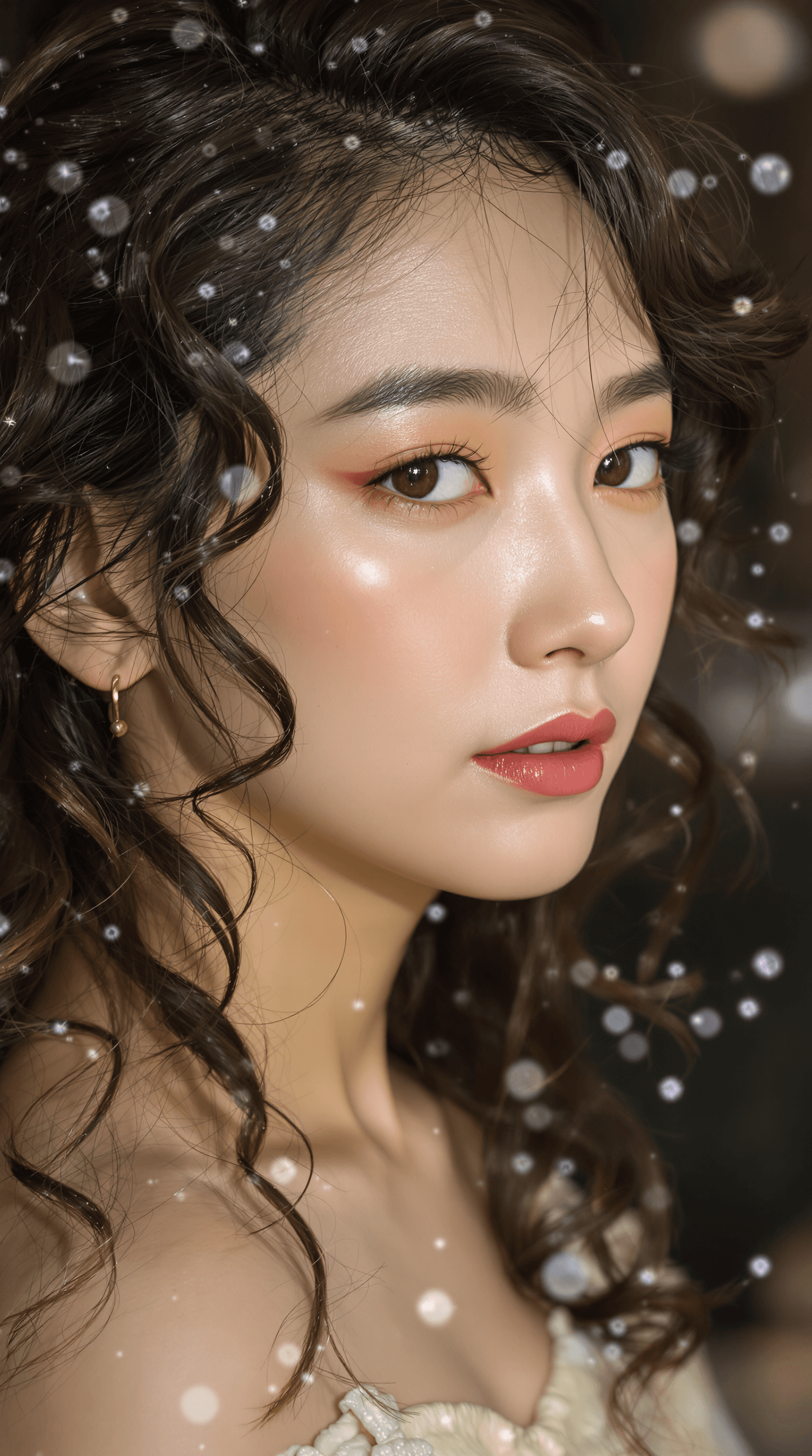 AI generated: asian attractive woman with her hair curled, in the style of samyang af 14mm f/2.8 rf, oshare kei, d...