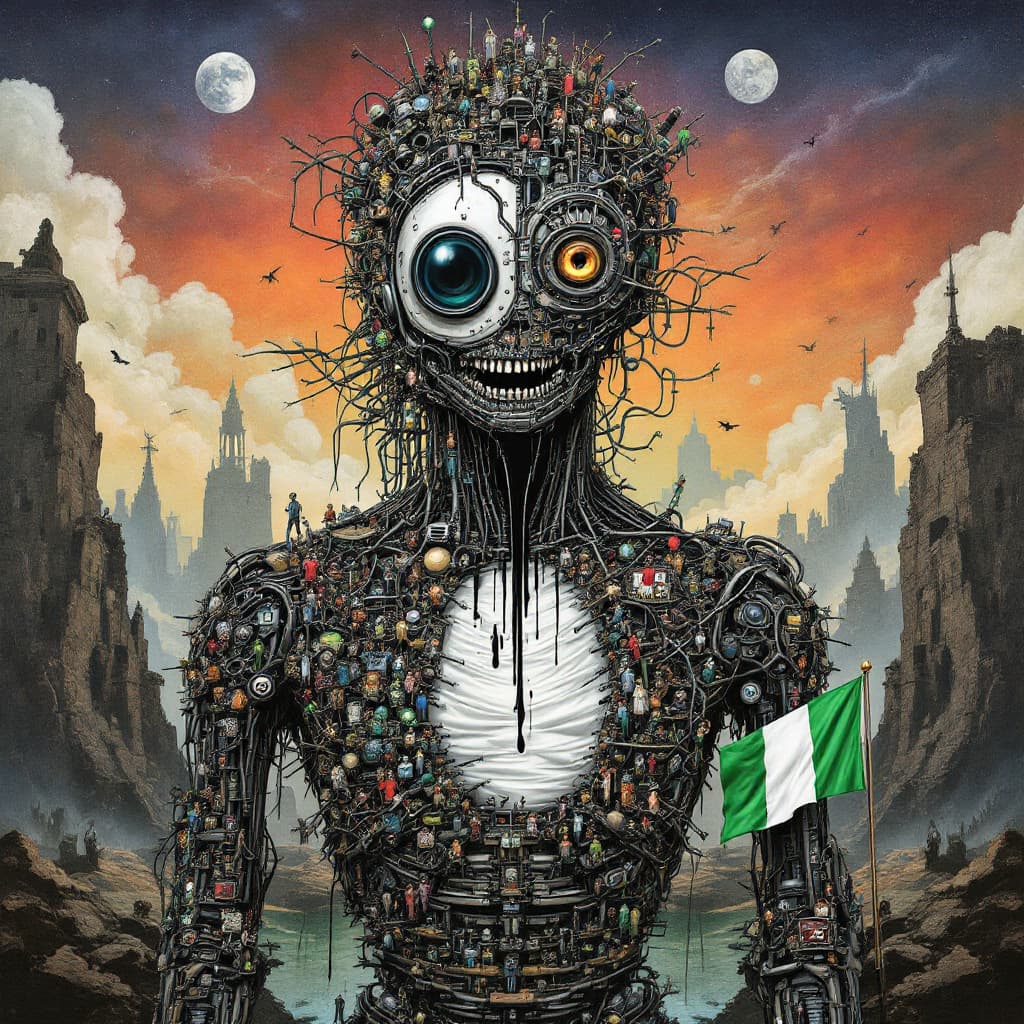 AI generated: Complex slumberland structure forming a human body by Amy Sol and tran nuyen, hyper details, rich co...