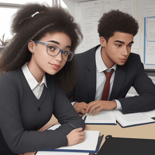 AI generated: Mixed race student, doing History with an AI driven personal tutor. They are at a desk in a 2040 cla...