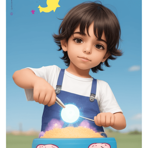 AI generated: Niño haciendo magia con una barita estilo manga