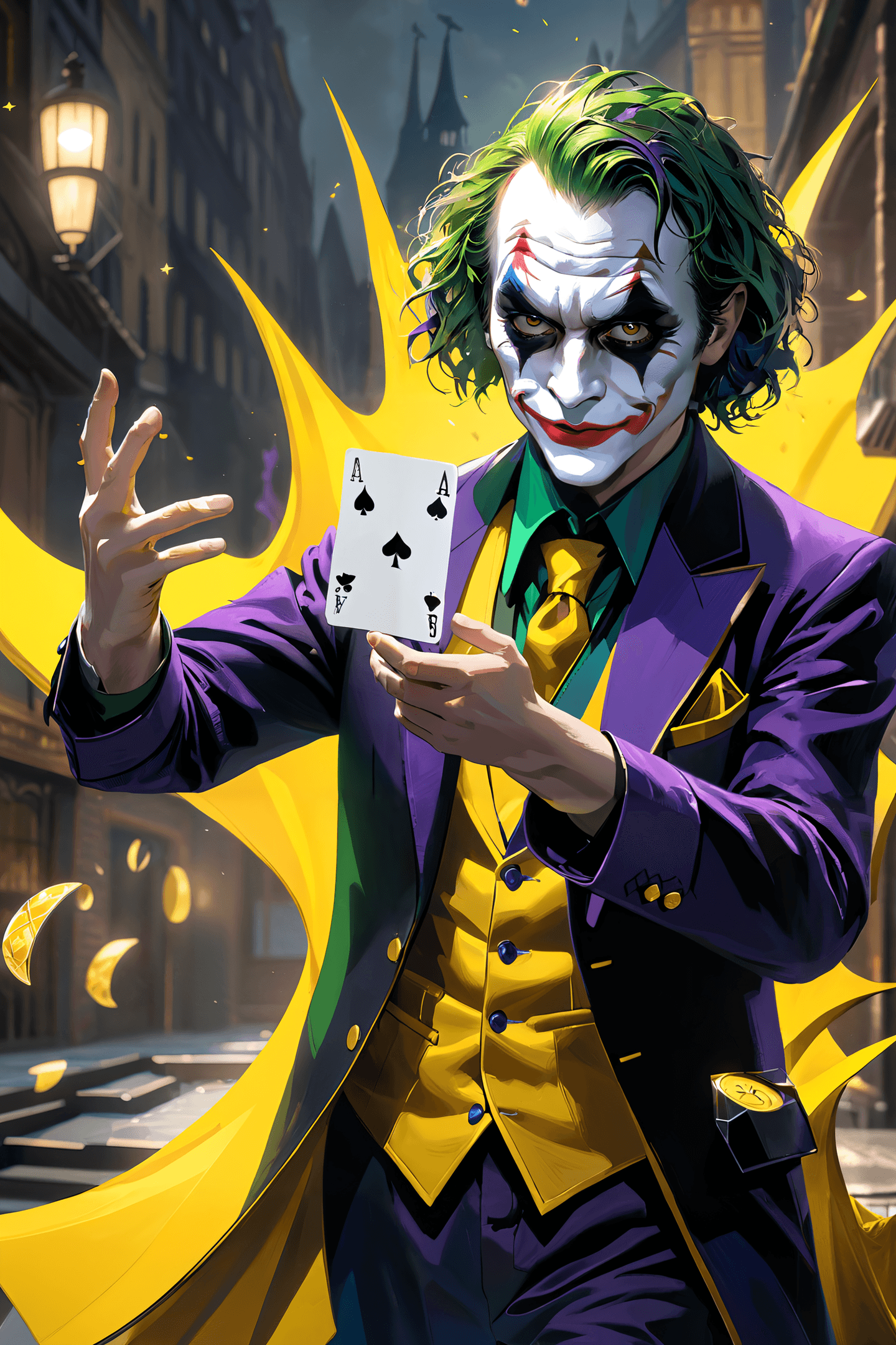 AI generated: breathtaking, Masterpiece, Best Quality, joker as a magician making a surreal background magic trick...