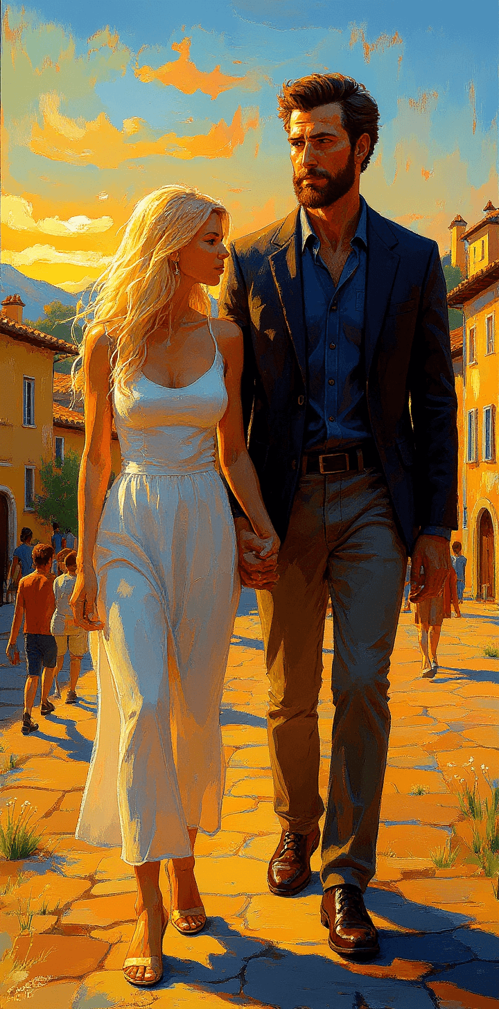AI generated: portrait of a long blonde hair woman, in the style of Greg Hildebrandt, provance landscapes, a woman...