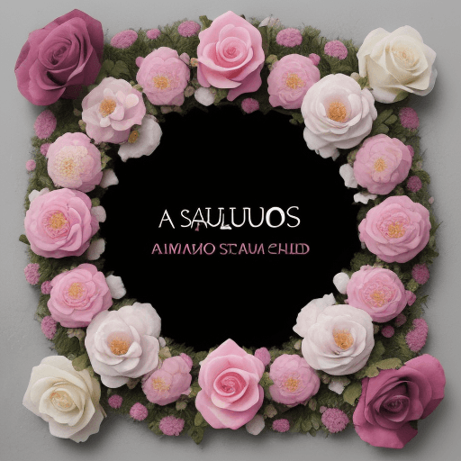 AI generated: A slogan 'Saludos amigas y amigos!' written in capital letters, made up of individual stone-like let...