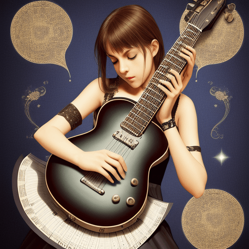 AI generated: guitarra y saxofon romantico en universo de notas musicales
