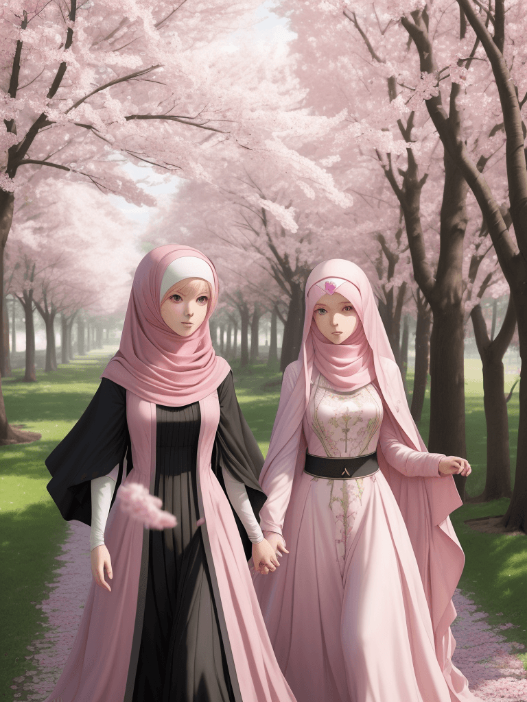 AI generated: Masterpiece, ((hyper realistic)), 1 girls, Anime, ((Megurine Luka)), (((巡音ルカ)), pink eyes, muslim dr...