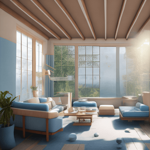 AI generated: High resolution photography interior design, dreamy sunken living room conversation pit, wooden floo...