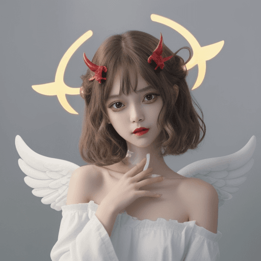 AI generated: devil cute character with angel halo