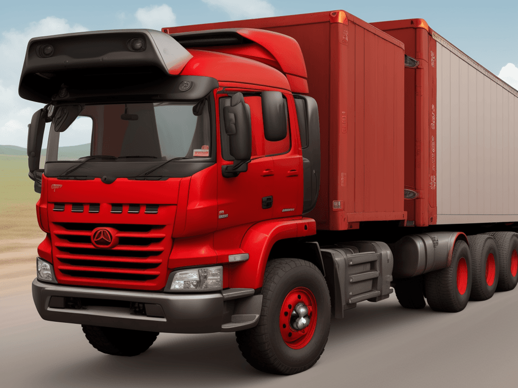 AI generated: red truck cargo transport vehicle