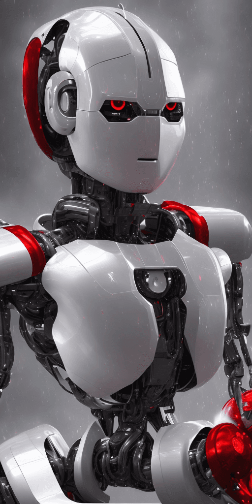 AI generated:  the photo shows a close-up of a humanoid robot or person in an advanced suit of armor. The design i...