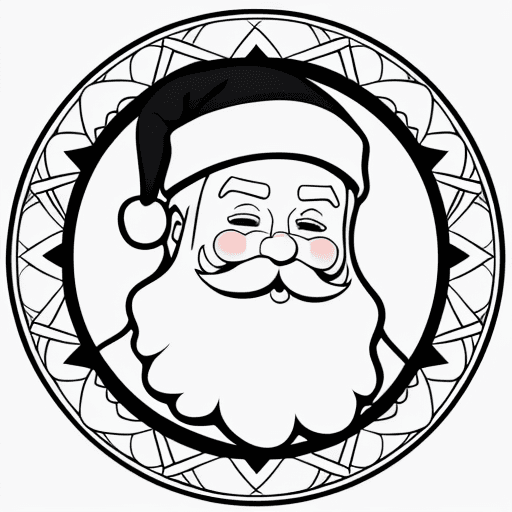 AI generated: black drawing, "SANTA CLAUS FIGURE" coloring page, low detailed design, white background, black stro...
