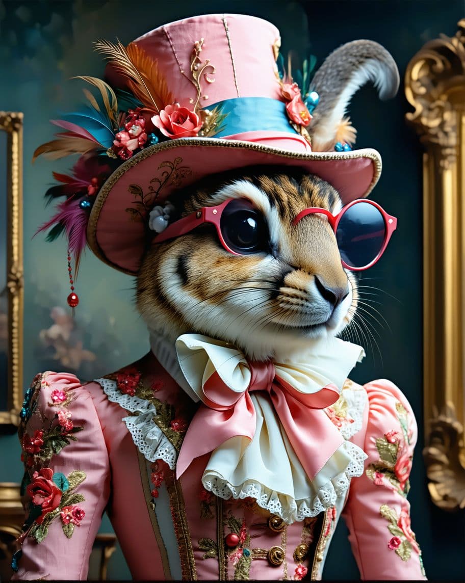 AI generated: A whimsical carnival animal in a vintage costume, highly detailed --sref 3725510406