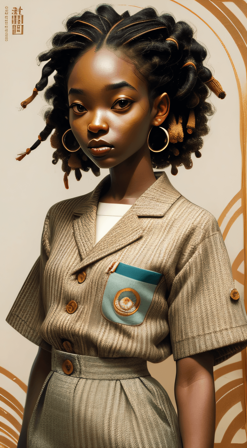 AI generated: yoshitomo nara:1.5, wes anderson:1.3, new casualism, retro, minimalism (1 african girl with dreads h...