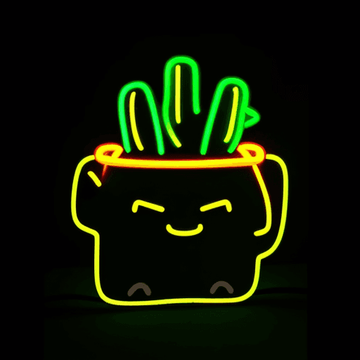 AI generated: 9 emoji neon small cactus glowing minimalist stickers, all the page full of stickers, accurate detai...