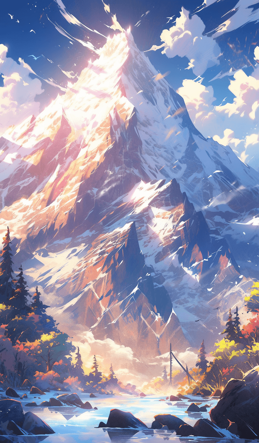 AI generated: Mount Everest, in the style of illusory wallpaper, colorful realism, modular, intense close-ups, uhd...