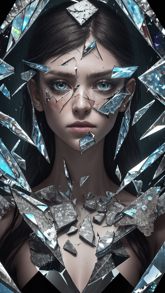 AI generated: highres,ultra-detailed,realistic,(best quality,8k,16k,masterpiece:1.3),shattered glass,colored mirro...