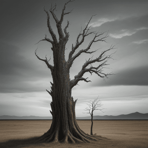 AI generated: Hyper realistic tattoo design embodiment of the saying "The axe forgets but the tree remembers". Lon...