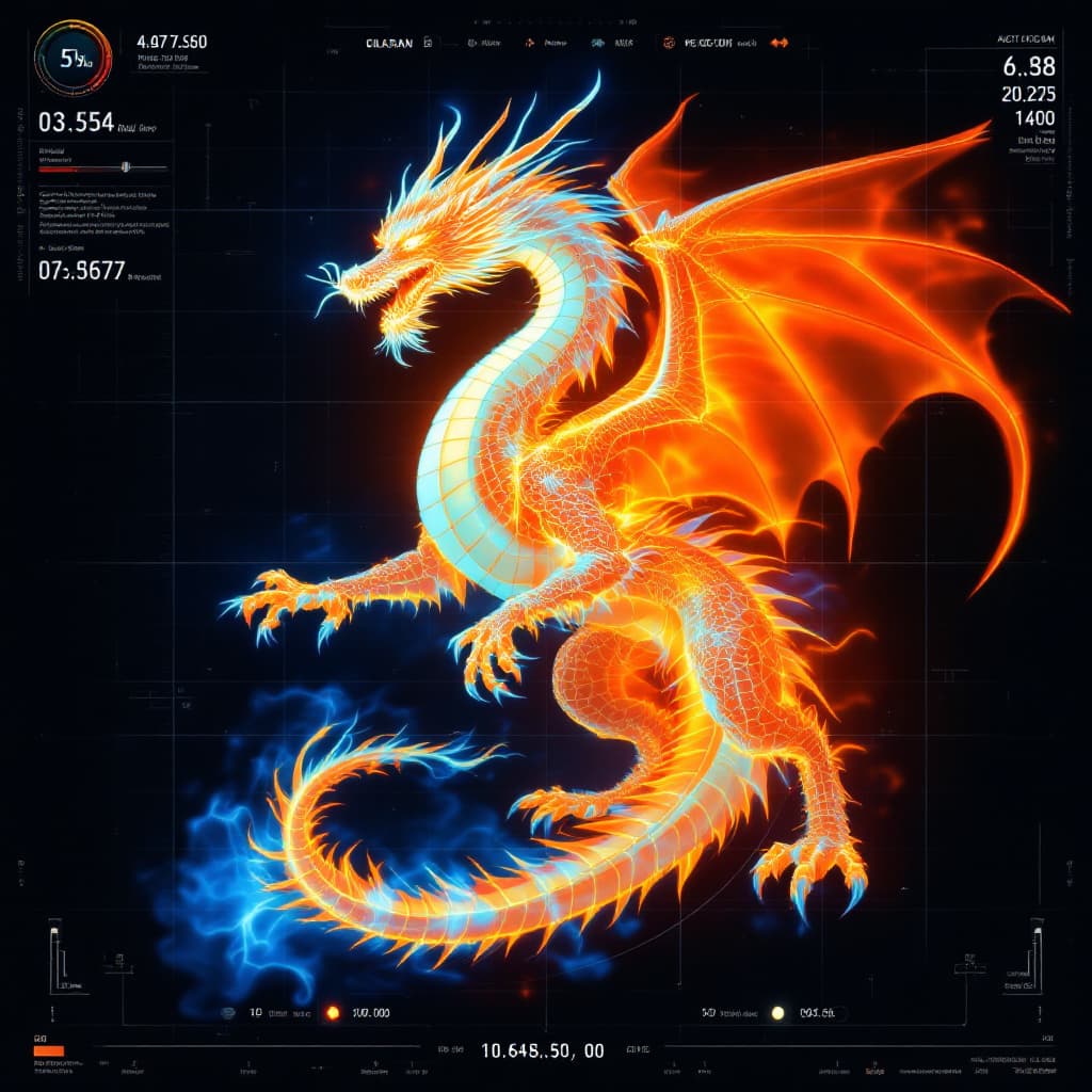 AI generated: 
A thermal image scan of a majestic dragon, depicted in intense orange and electric blue heat gradie...