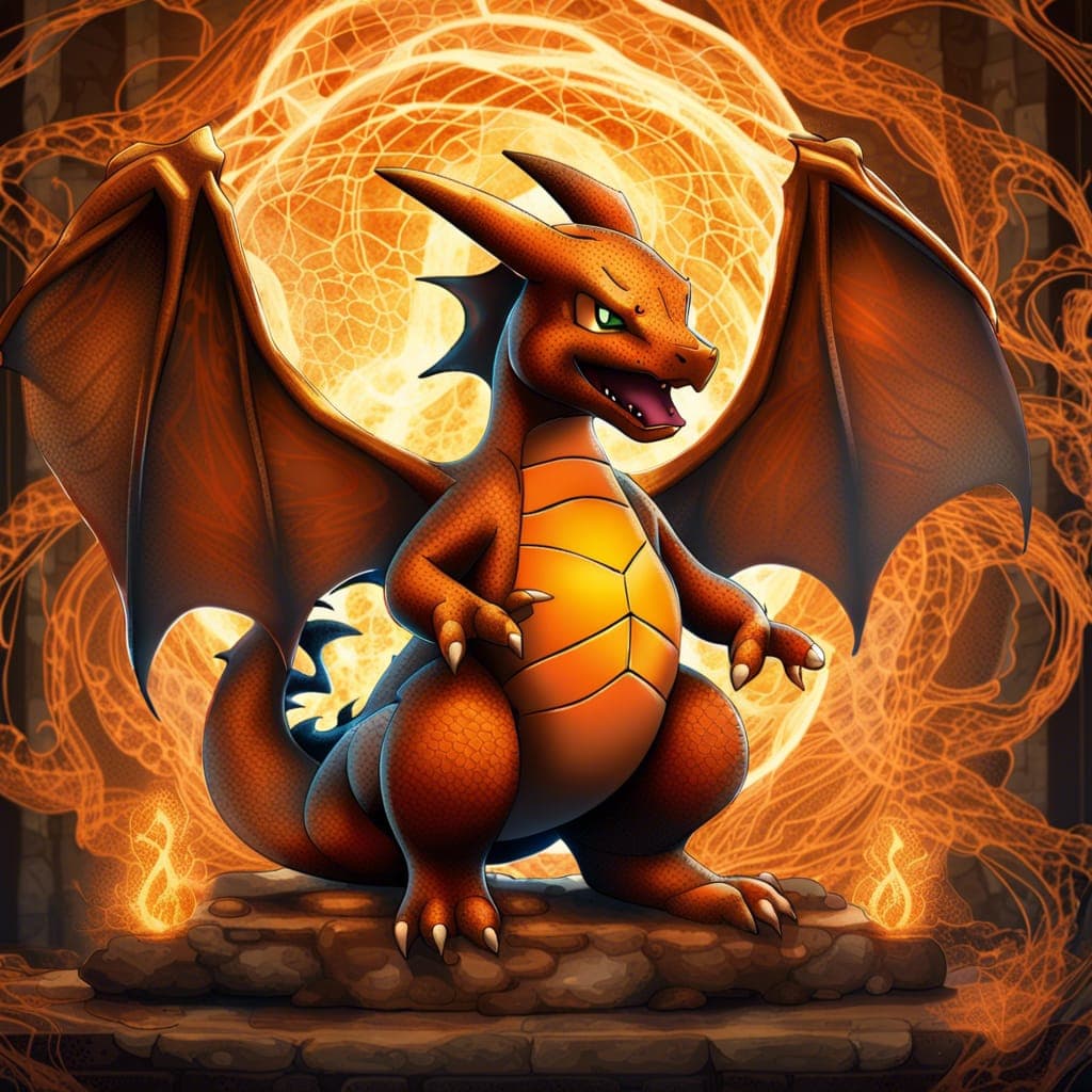 AI generated: Charizard wallpaper, pokemon wallpaper, epic scene, intricate details, magical, atmospheric, hyper r...