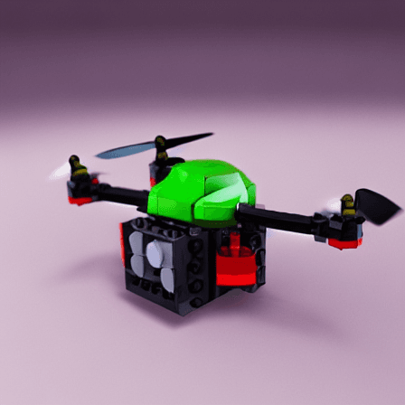 AI generated: a cute mini drone made of mini lego parts,minimalistic,full detail, for logo, art,airbase setting,un...