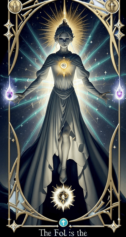 AI generated: A tarot card like the following description: The Holy Spirit tarot card would be a powerful and myst...