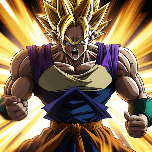 AI generated: dragon ball super wallpaper, in the style of dark yellow and dark beige, photo-realistic drawings, r...
