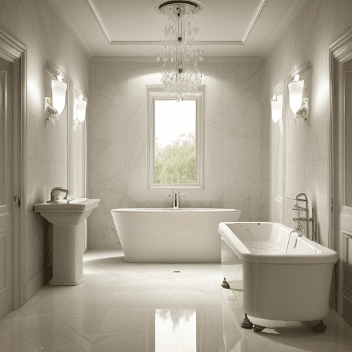 AI generated: , bathroom in neoclassic, bright and fresh lighting High resolution photography interior design, ,ma...