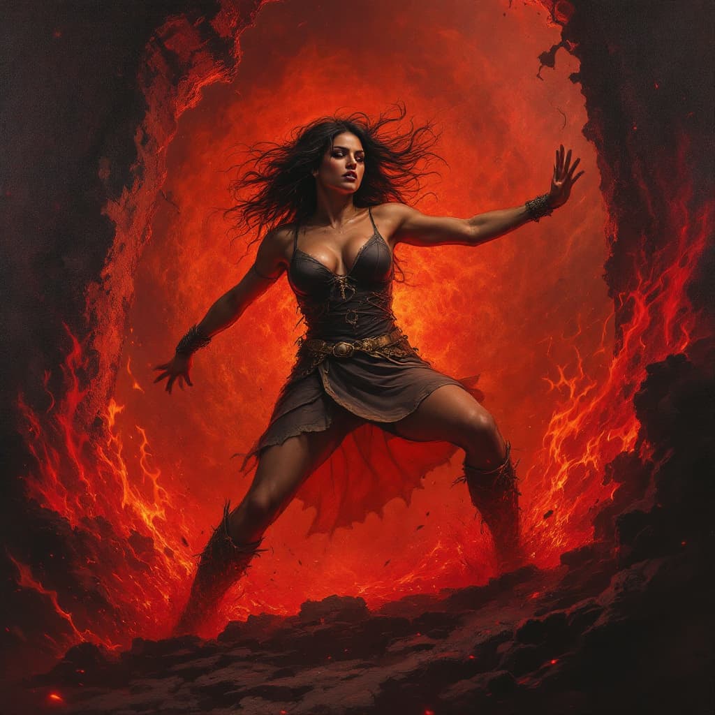AI generated: woman being dragged through the gates of hell