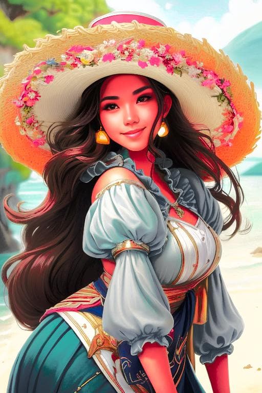 AI generated: The personification of France in the form of a beautiful curvy woman with long hair and a heroine's ...
