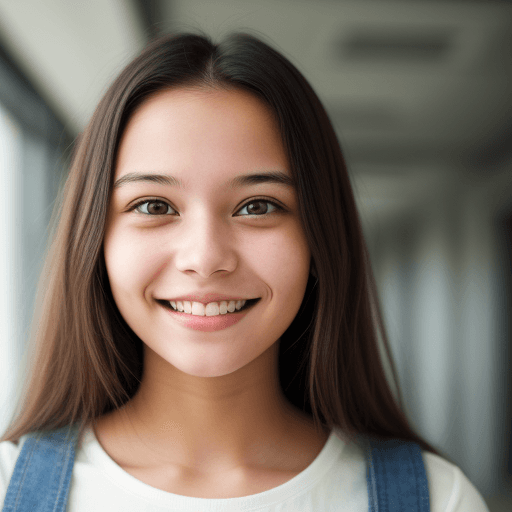 AI generated: smiling young woman looks to the future