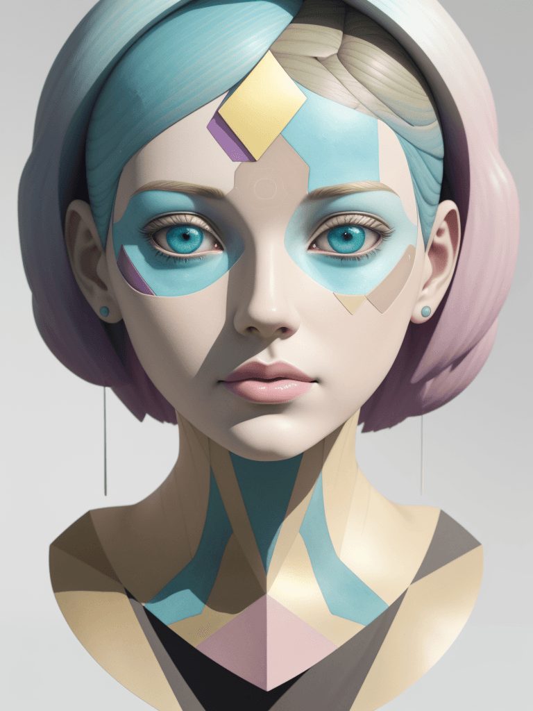 AI generated: A fascinating 3D watercolor masterpiece featuring a female face, with half of the side filled with c...