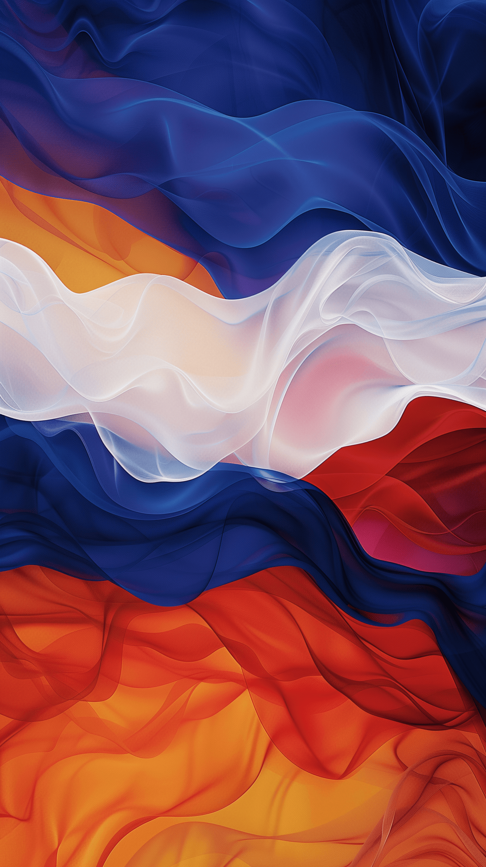 AI generated: dynamic abstract design depicting waves of vibrant colors, including deep blues, bright oranges, and...