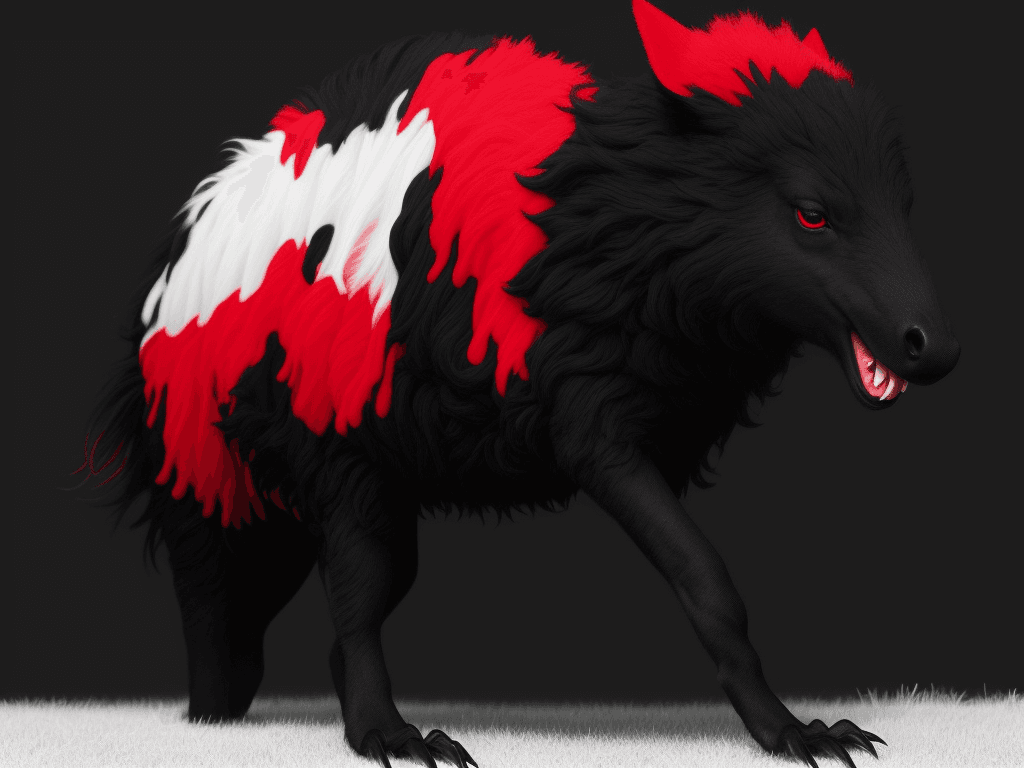 AI generated: a new animal in black red and white.