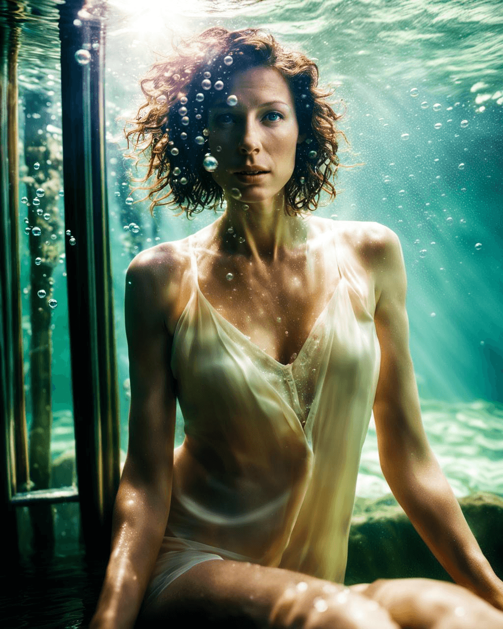 AI generated: UNDERWATER_SCENE underwater, soft light, faded colors, volumetric lighting, long exposure photograph...