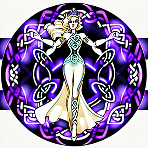 AI generated: 3D silhouette art of a princess portrayed by (Marilyn Monrow), Celtic knot border, ethereal lights, ...
