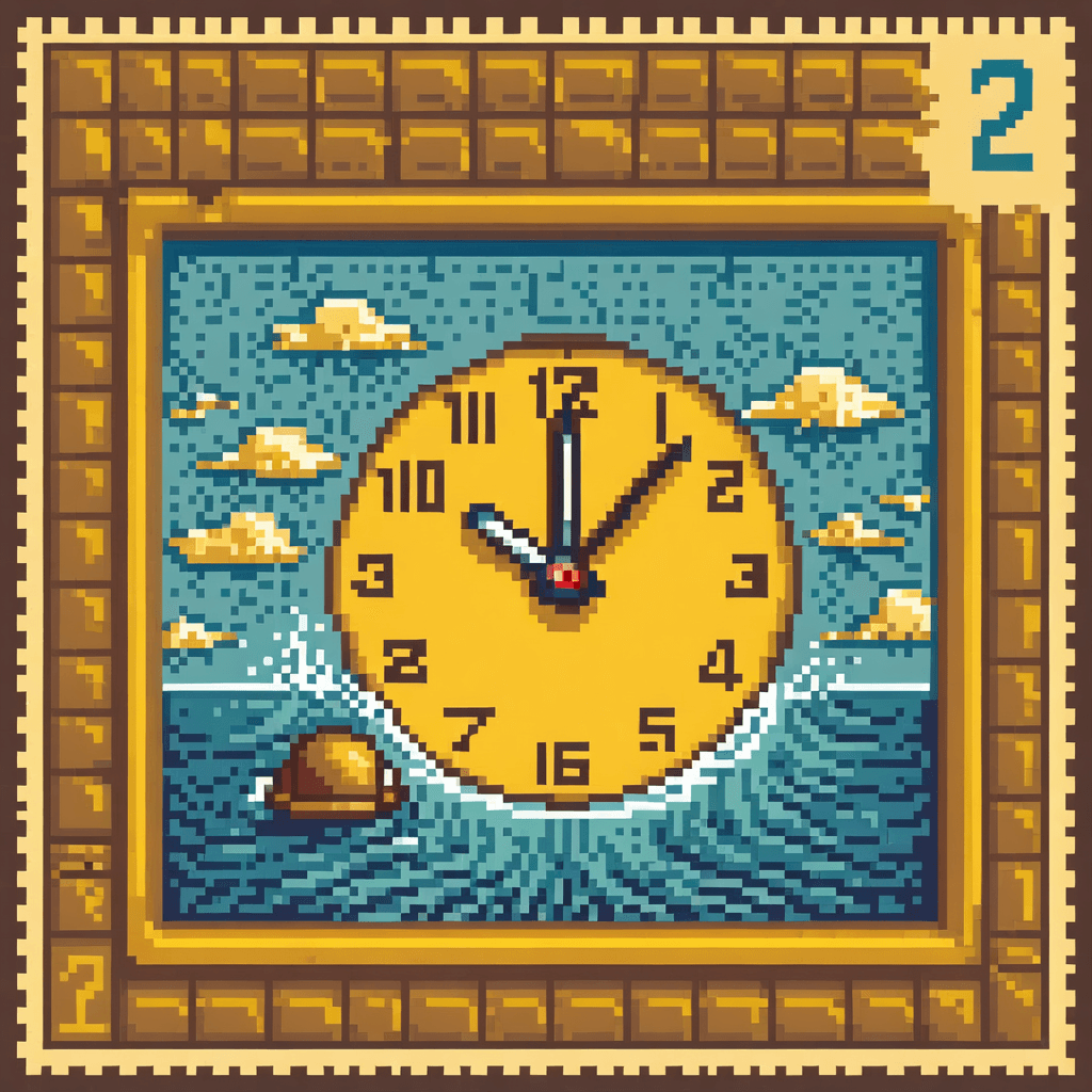 AI generated: Time flows backward as a clock melts into a Salvador Dalí-esque painting, SAI Pixel Art