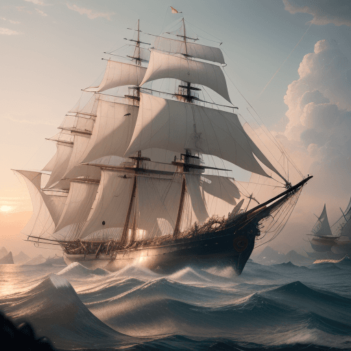 AI generated: Photo of a ultra realistic sailing ship, dramatic light, pale sunrise, cinematic lighting, battered,...