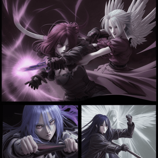AI generated: Angels vs. Death fighting anime style


