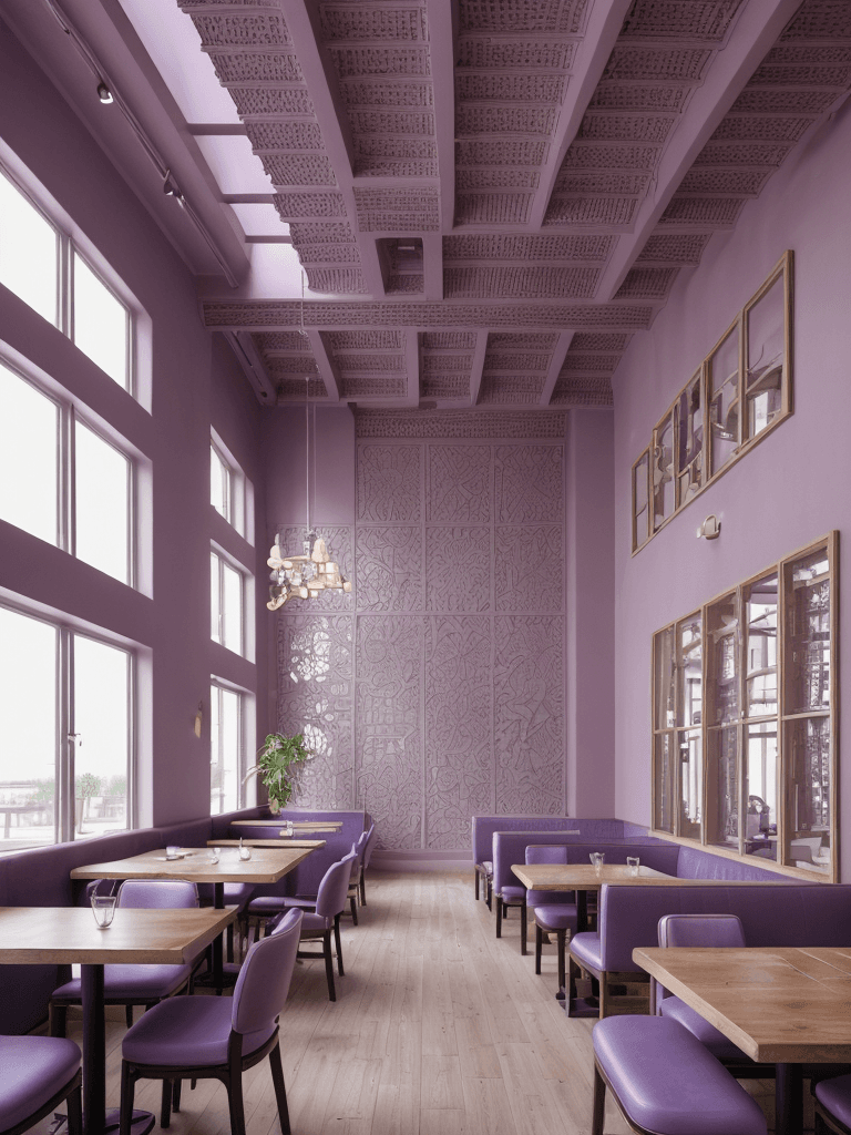 AI generated: High resolution photography interior design, restaurant, modern furniture and decoration, high ceili...