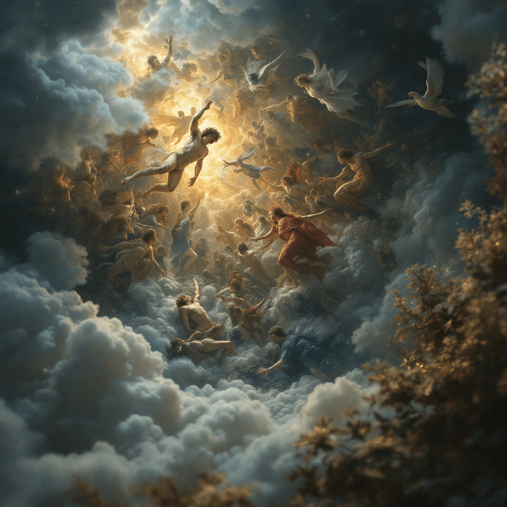 AI generated: In the ethereal space, a contemporary reinterpretation of Michelangelo’s iconic work “The Creation o...
