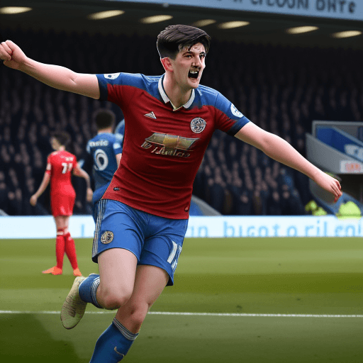 AI generated: Harry maguire scoring a screamer in 89 minute of the match with his head