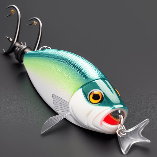 AI generated: mdoern looking fishing lure driven by a esp32 to automatically swom around, made with articulated so...