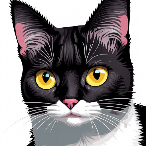 AI generated: Iconic graphics presenting cat face. vector style like painting with a lot of colours. with black ou...