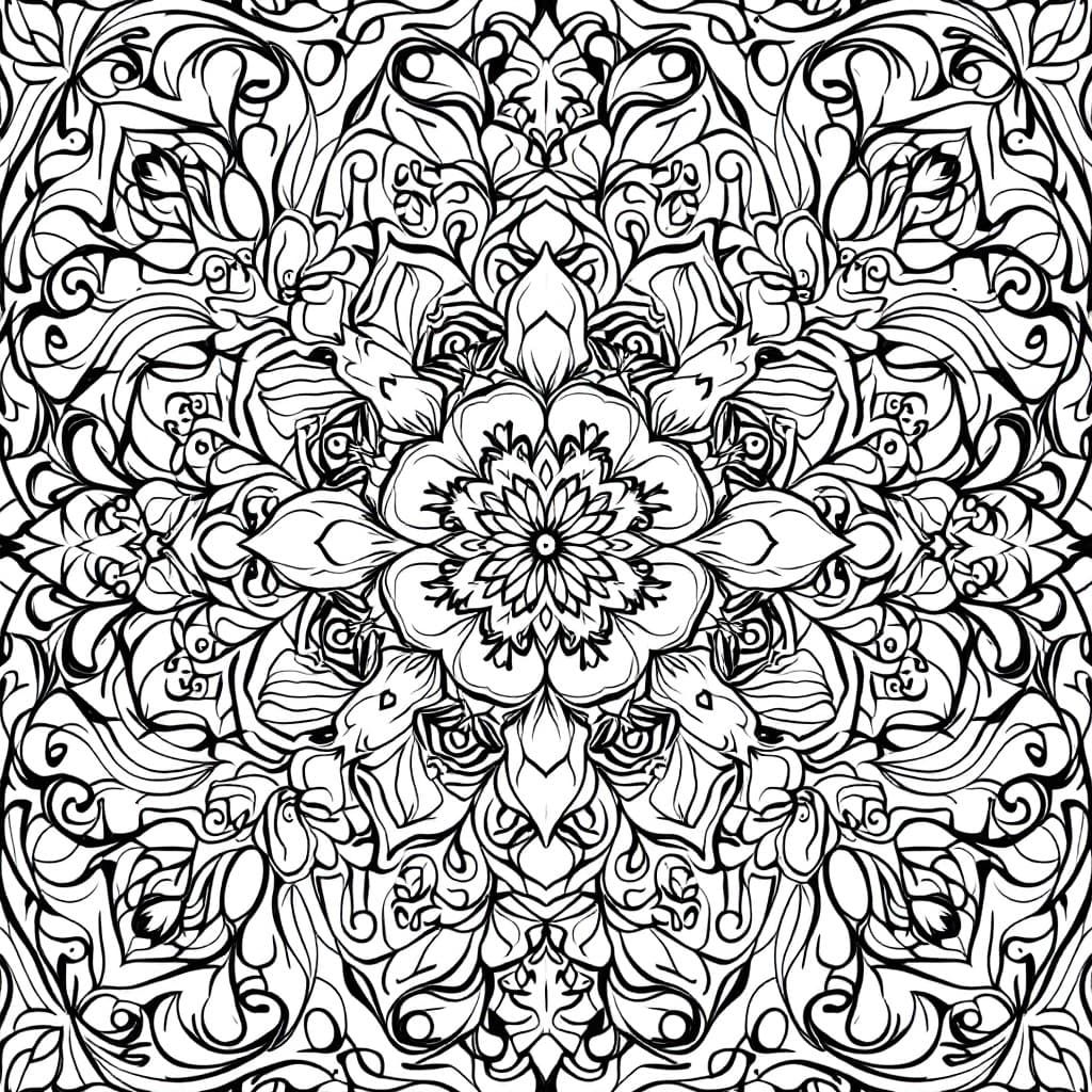 AI generated: As an artist seeking a unique and calming coloring page, I would like to create a highly detailed bl...