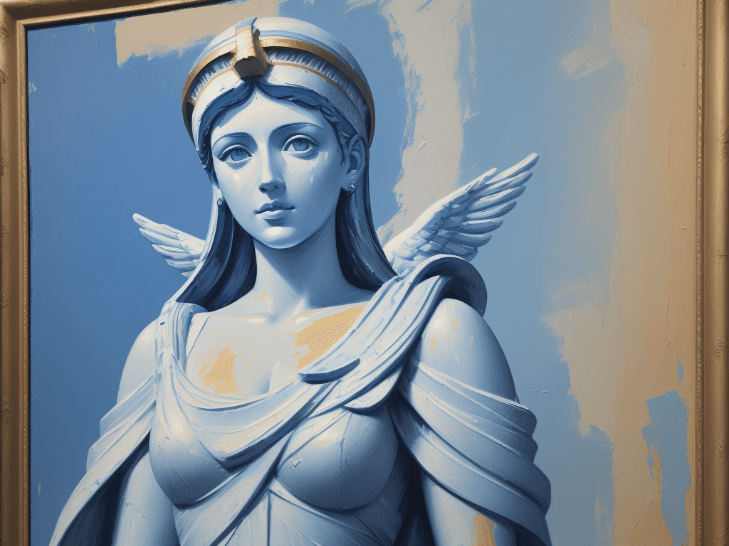 AI generated: the Athena, impasto technique, oil painting, contemporary era, primarily monochromatic with accents ...