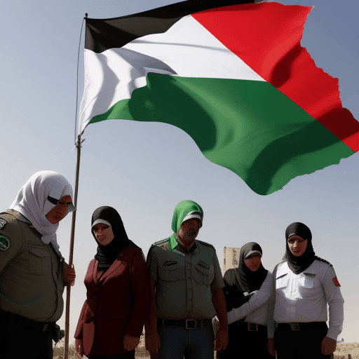 AI generated:  Politicians   hiding behind the Palestinian  flag