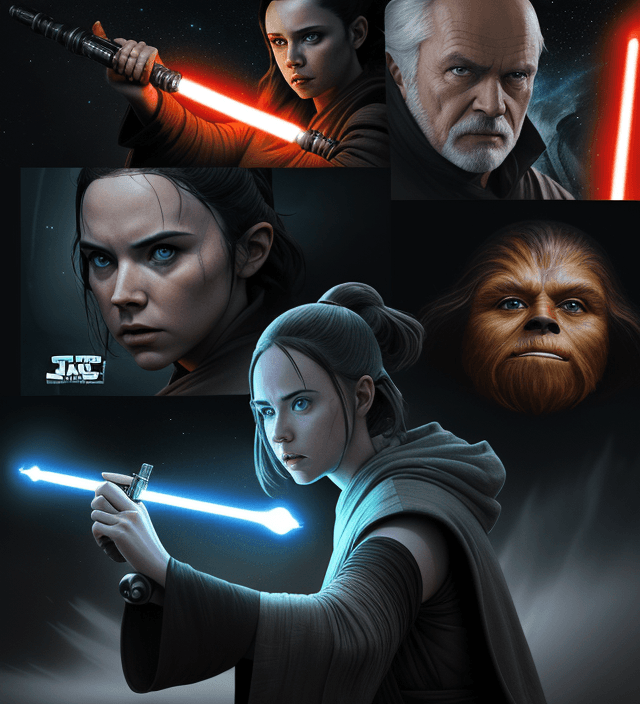 AI generated: "Unleash your inner Jedi with a visually striking Star Wars poster, showcasing extreme editing that ...